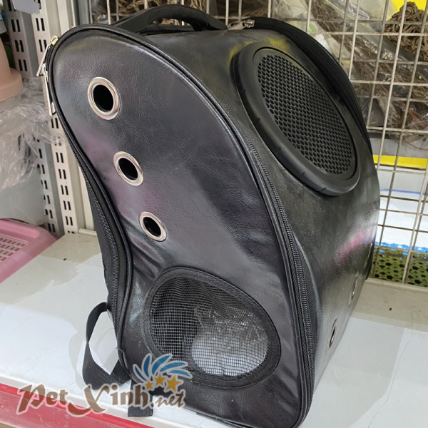 Balo thú cưng bằng da màu đen
