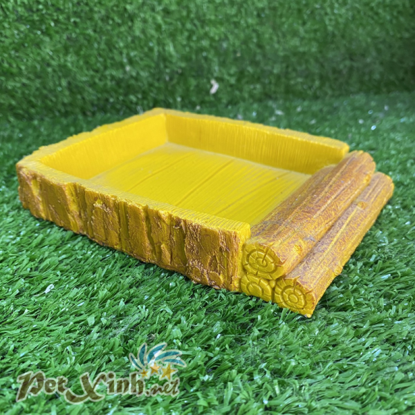 Chén ăn giả gỗ vàng 1 bậc thang cho bò sát