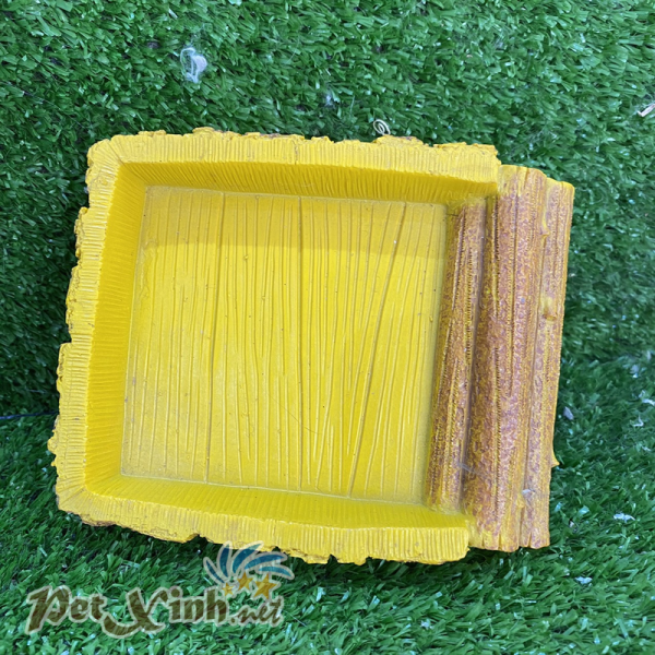 Chén ăn giả gỗ vàng 1 bậc thang cho bò sát