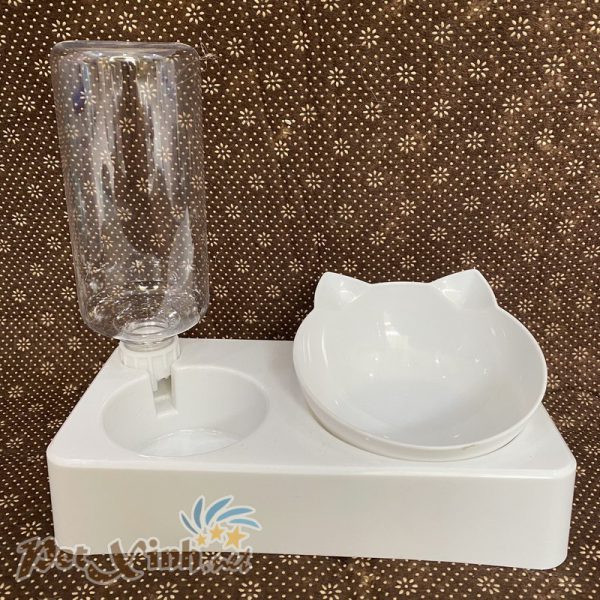 Chén hình mèo và bình nước tích hợp