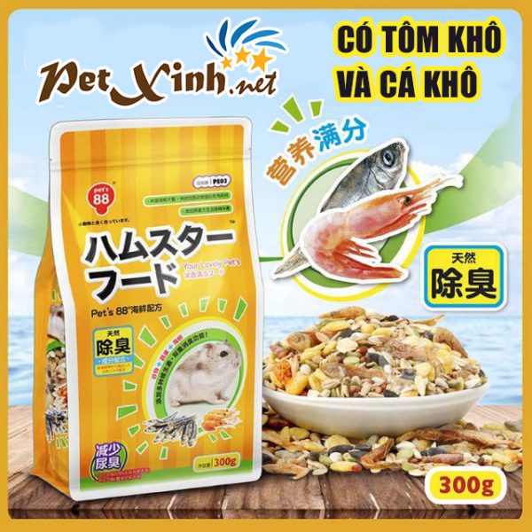Thức ăn cho Hamster Hải Sản Nhật 300g Có tôm khô và cá khô bên trong