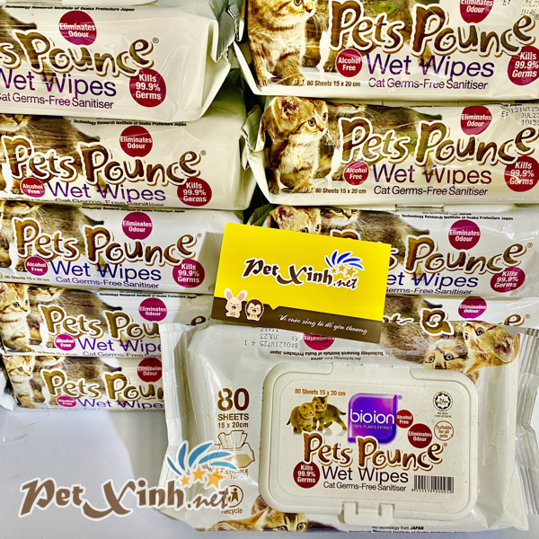 Khăn ướt cho chó mèo Pet Pounce 80 miếng