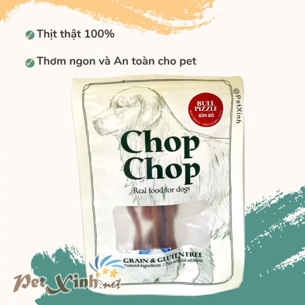 Xương gặm Chop Chop bím bò khô nguyên chất 100%
